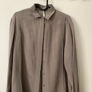 Silk grey button down